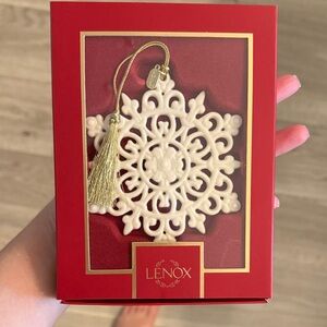 Lenox Cream Snowflake Ornament with Gold Accents